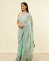 alt message - Mohey Women Sea Green Bel Buti Patterned Stone Work Saree image number 3